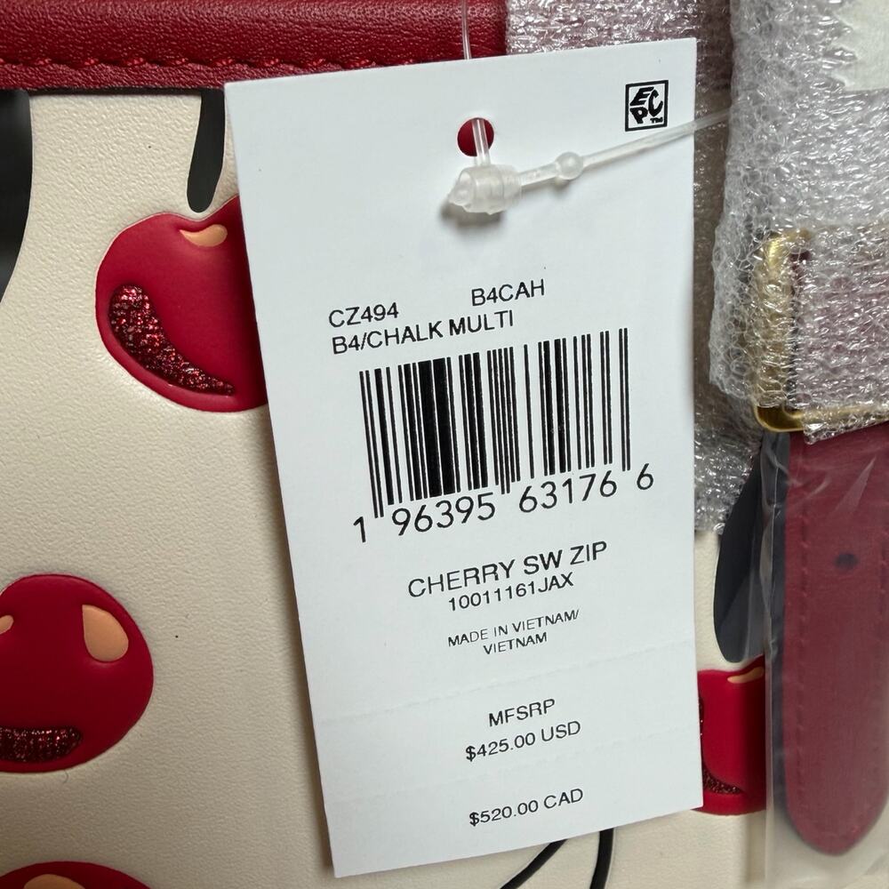 NWT Coach CZ494 Leather Cherry Swing Zip Shoulder Bag - Picture 8 of 10